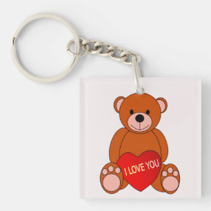 Cute Bear With Heart I Love You Valentine Key Ring