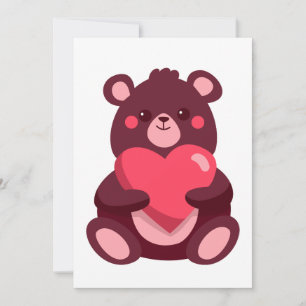 Cute Bear With Heart Thank You Card