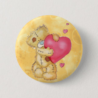 Cute Bear with Hearts 6 Cm Round Badge