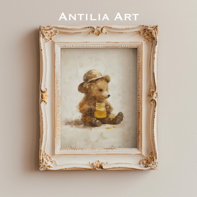 Cute Bear with Honey Jar Illustration Poster (Creator Uploaded)
