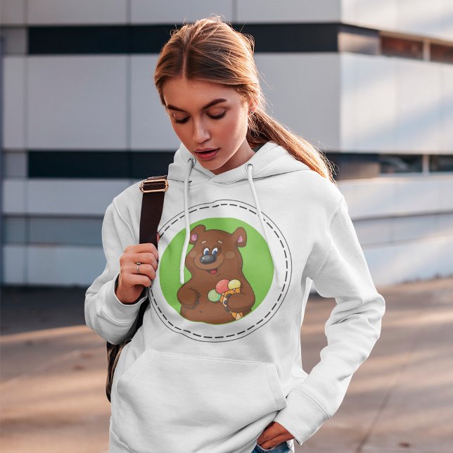 Cute Bear with Ice Cream Cone Fun Animal  Hoodie (Creator Uploaded)