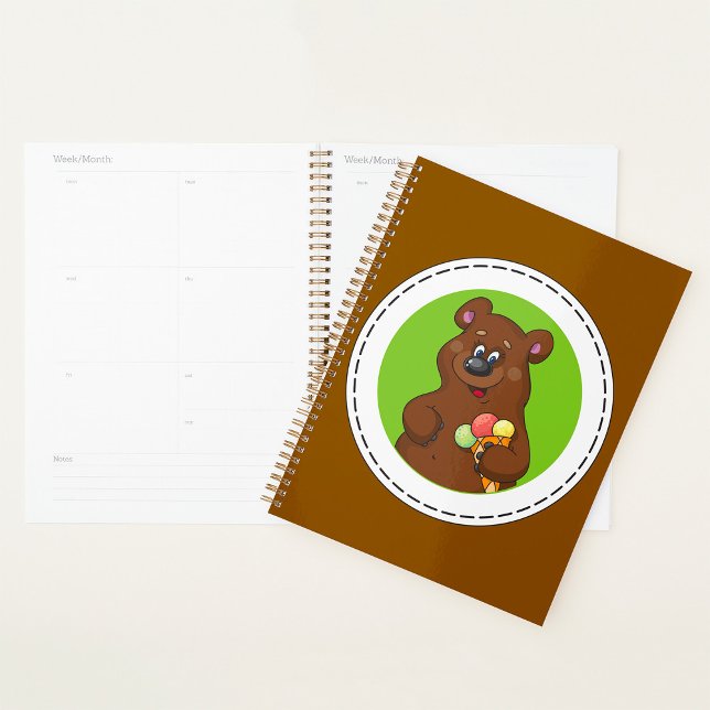Cute Bear with Ice Cream Cone Fun Animal  Planner (Creator Uploaded)
