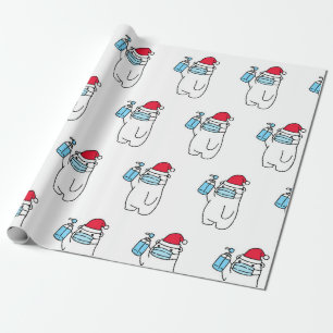 CUTE BEAR WITH MASK AND SANITIZER Wrapping Paper