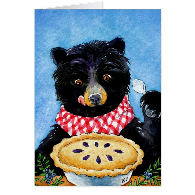Cute Bear with Pie, wildlife, cottage, wild animal (Front)