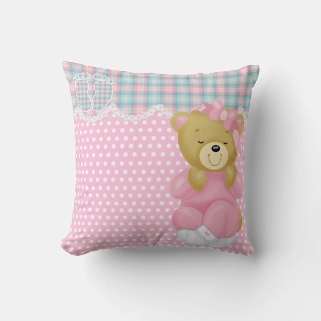 Cute Bear With Pink Pajamas Cushion (Front)