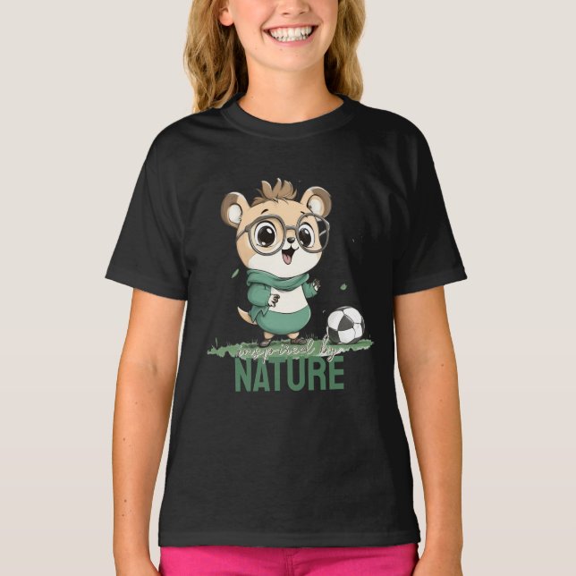 Cute Bear with Soccer Ball T-Shirt (Front)