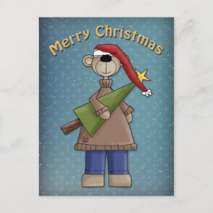 Cute Bear with tree Postcard