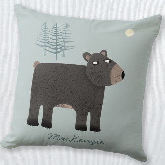 Cute Bear Woodland Name Cushion