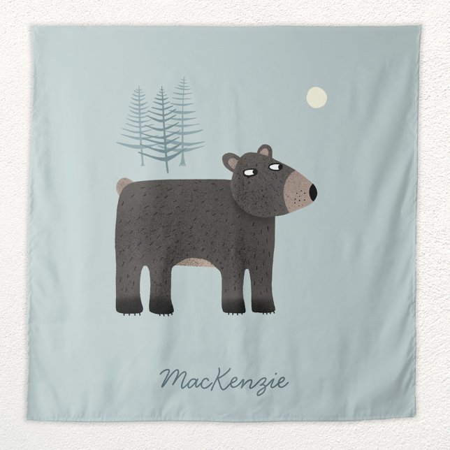 Cute Bear Woodland Personalised Tapestry (Creator Uploaded)