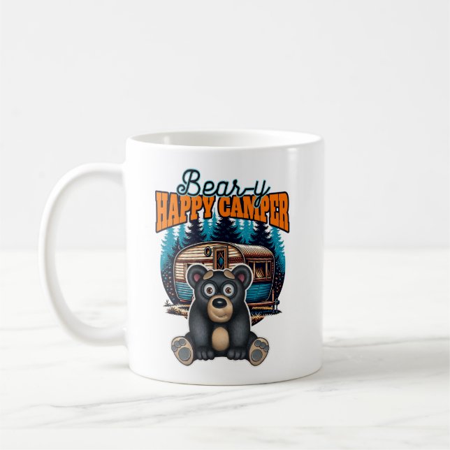 Cute Bear-y Happy Camper Bear Coffee Mug (Left)