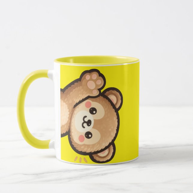 Cute Bear Yellow Mug | Kawaii Coffee Cup (Left)