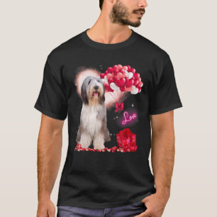 Cute Bearded Collie Balloon Heart Valentine's Day T-Shirt