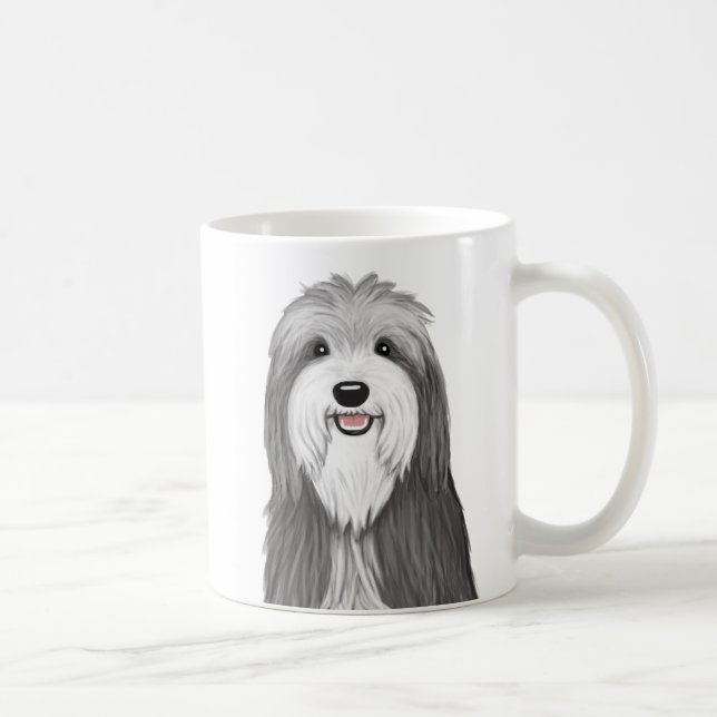 Cute Bearded Collie Cartoon Dog Coffee Mug (Right)