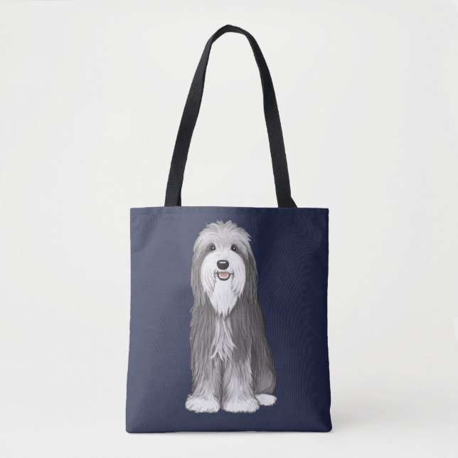 Cute Bearded Collie Cartoon Dog Tote Bag (Front)