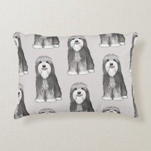 Cute Bearded Collies Pattern Decorative Cushion