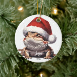 Cute Bearded Dragon and Santa Hat Ceramic Tree Decoration<br><div class="desc">This wonderful Christmas design shows a sweet beardie wearing a Santa cap.</div>