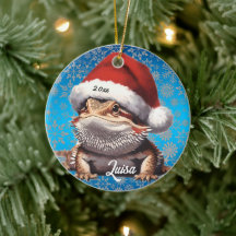 Cute Bearded Dragon and Santa Hat