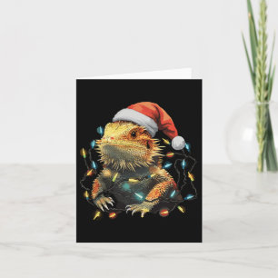 Cute Bearded Dragon Christmas Lights Santa Hat Xma Card