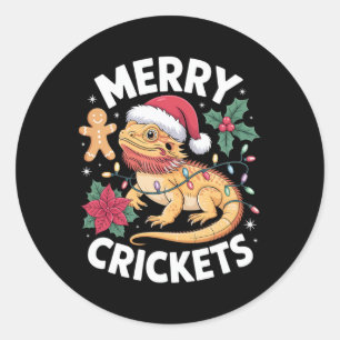 Cute Bearded Dragon Christmas Pun  Classic Round Sticker