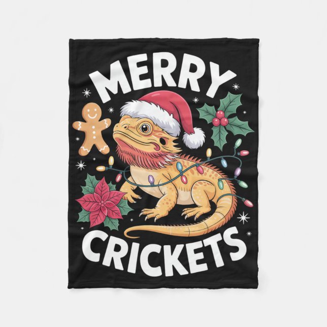 Cute Bearded Dragon Christmas Pun  Fleece Blanket (Front)