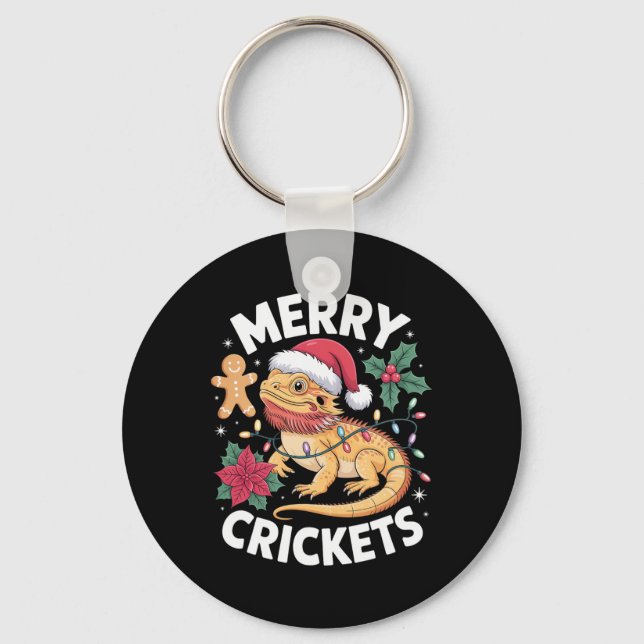Cute Bearded Dragon Christmas Pun  Key Ring (Front)
