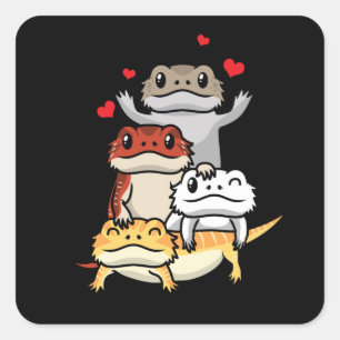 Cute Bearded Dragon Pogona Square Sticker