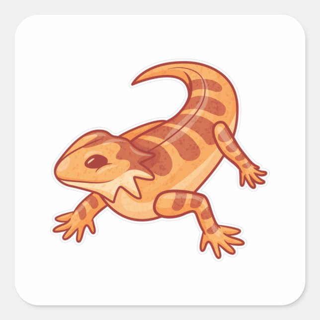 Cute Bearded Dragon Square Sticker (Front)