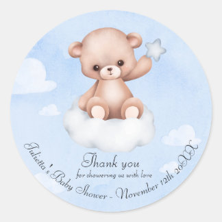 Cute Bearly Baby Shower Thank You Classic  Classic Round Sticker