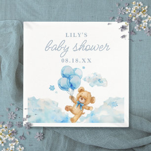 Cute Bearly Wait Blue Boy Baby Shower Napkin