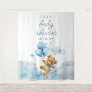 Cute Bearly Wait Blue Boy Baby Shower Photo Prop Tapestry