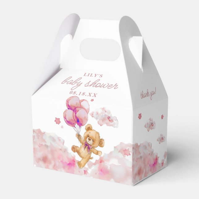 Cute Bearly Wait Pink Girl Baby Shower Favour Box (Front Side)