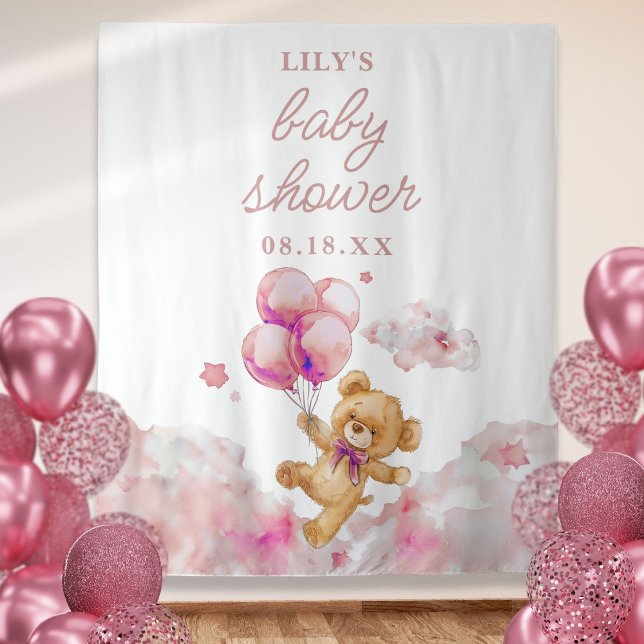 Cute Bearly Wait Pink Girl Baby Shower Photo Prop Tapestry (Cute Bearly Wait Pink Girl Baby Shower Photo Prop Tapestry)