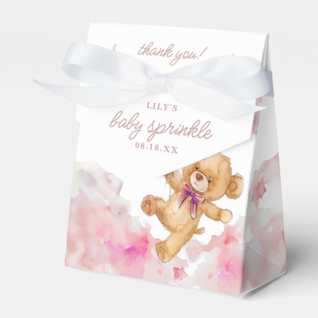 Cute Bearly Wait Pink Girl Baby Shower Sprinkle Favour Box (Front Side)