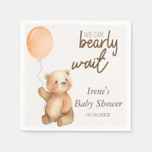 Cute Bearly Wait Teddy Bear Baby Shower Napkin
