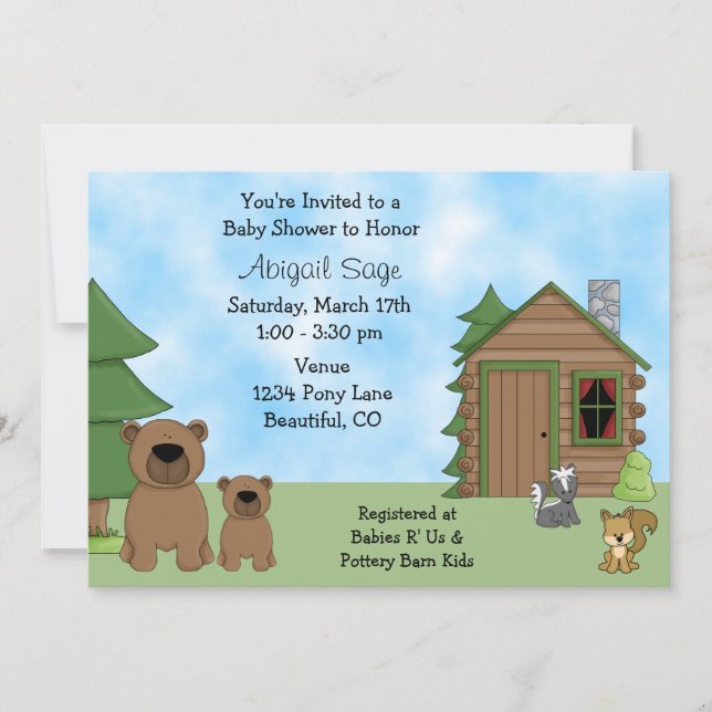 Cute Bears and Cabin Baby Shower Invitation (Front)