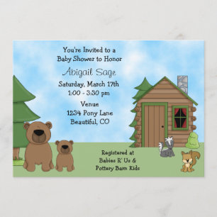 Cute Bears and Cabin Baby Shower Invitation