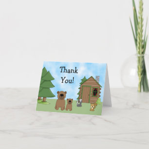 Cute Bears and Cabin Thank You Card