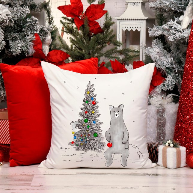 Cute Bears and Christmas Tree Pillow (Creator Uploaded)