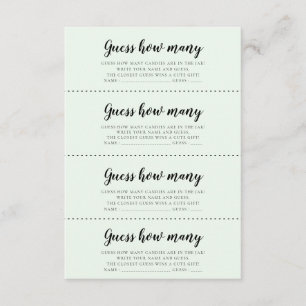 Cute bears Baby shower Guess how many game card