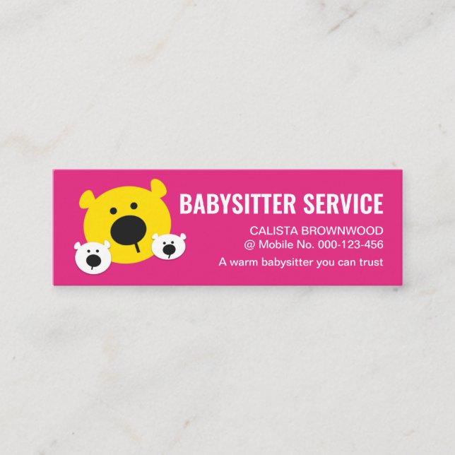 Cute Bears Babysitting Mini Business Card (Front)