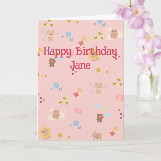Cute Bears Birthday Card (Orchid)