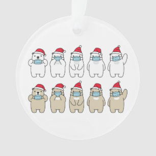 Cute bears Christmas hat mask Ornament