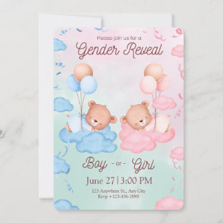 Cute Bears Gender Reveal Invitation