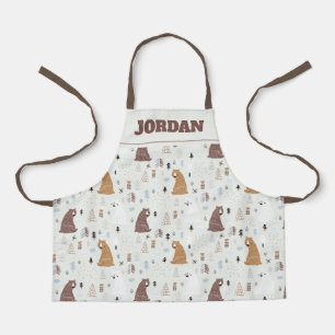 Cute Bears in the Woods Pattern Apron