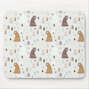 Cute Bears in the Woods Pattern Mouse Mat