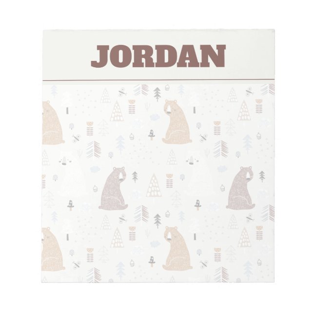 Cute Bears in the Woods Pattern Notepad (Front)