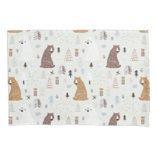 Cute Bears in the Woods Pattern Pillowcase