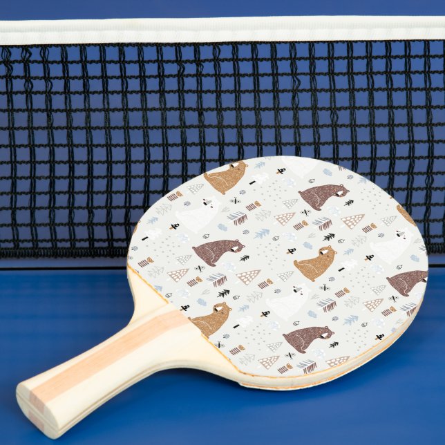 Cute Bears in the Woods Pattern Ping Pong Paddle (Insitu)
