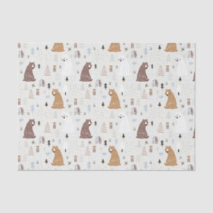 Cute Bears in the Woods Pattern Tissue Paper