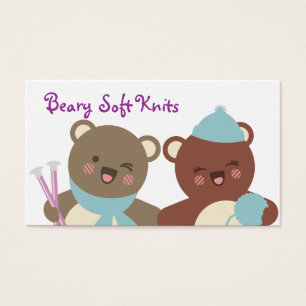 Cute bears knitting needles yarn gift tag card